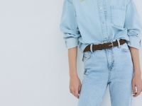 Прилегающие джинсы Mom, Голубой