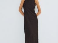 Платье из жатого сатина, Коричневый