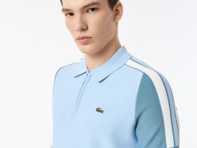 Мужское трикотажное поло Lacoste из вискозы на молнии