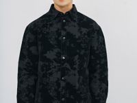 Куртка-рубашка из бархатистой ткани, Черный