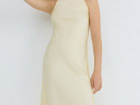 Сатиновое платье с американской проймой, Желтый