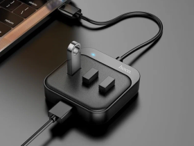 Адаптер Hoco HB31 4 в 1 Type-C на 4xUSB 2.0 0.2m (Black)