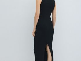 Вязаное платье в рубчик, Черный