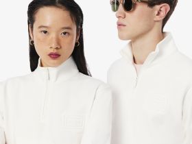 Хлопковая толстовка Lacoste унисекс с воротником-стойкой