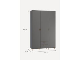 Распашной шкаф Пронто 3-150x220 Графитовый