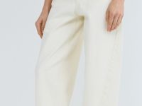 Джинсы Баррел из плотного денима, Бежевый