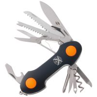 Нож перочинный Stinger 95 мм, 15 функций, черный/оранжевый