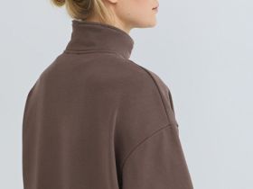 Толстовка с воротником-стойкой на молнии, Коричневый