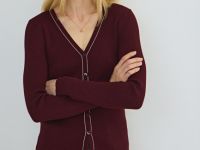 Кардиган с V-вырезом, Фиолетовый