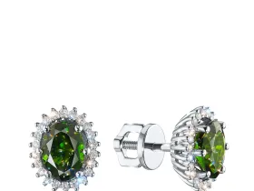 Пусеты из белого золота с хромдиопсидами э4754пс04220417