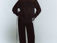 Полупрозрачная блузка из органзы с тонким поясом, Черный