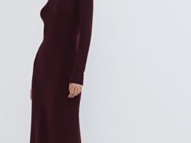 Облегающее вязаное платье, Фиолетовый