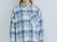 Рубашка в клетку из фланели, Голубой