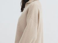 Джемпер с воротником-стойкой на молнии, Бежевый
