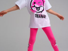 Комплект трикотажный для девочек: фуфайка (футболка), брюки (легинсы)