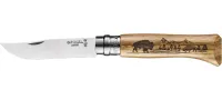 Нож Opinel №8 Animalia, нержавеющая сталь, рукоять дуб, гравировка бизон