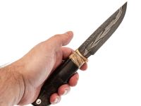 Авторский нож Медведь, сталь мозаичный дамаск, подарочная шкатулка