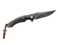 Складной нож Hatamoto HFK-2434, сталь VG-10 в обкладках из дамасской стали, рукоять стабилизированная древесина