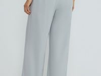 Прямые брюки с поясом на резинке, Серый