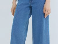 Укороченные широкие джинсы с эластаном, Голубой