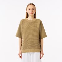 Женский вязаная футболка Lacoste оверсайз с коротким рукавом