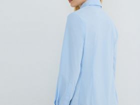Приталенная рубашка из хлопка, Голубой