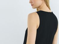 Платье А-силуэта из смесового льна, Черный