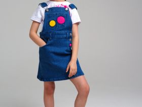 Сарафан текстильный джинсовый для девочек