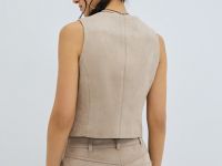 Жилет из искусственной замши, Бежевый