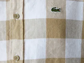 Мужская клетчатая рубашка Lacoste из смеси льна