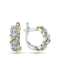 Серьги из комбинированного золота с бриллиантами э4801сг04201504