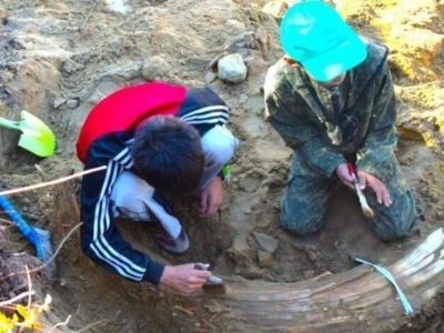 Бивень огромного мамонта нашли школьники в Хангаласском районе Якутии
