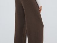 Вязаные широкие брюки, Коричневый