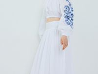 Юбка А-силуэта с вышивкой, Белый