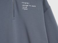 Толстовка с воротником-стойкой на молнии, Голубой