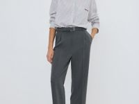 Рубашка в полоску с вышивкой, Фиолетовый