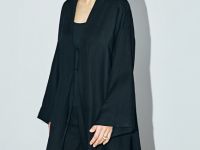 Кимоно на завязках из вискозы и льна, Черный