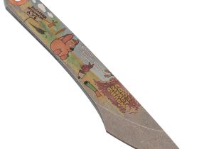 Скелетный нож N.C.Custom Киридаши Koi Винни-Пух #1, сталь AUS-8, ножны оранжевый Kydex
