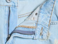 Широкие джинсы с рваным дизайном, Голубой