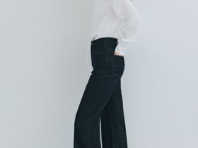 Джинсы клёш с высокой посадкой, Синий