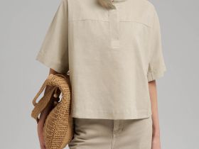 Свободная блузка изо льна и хлопка