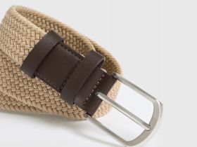Эластичный плетёный ремень, Бежевый