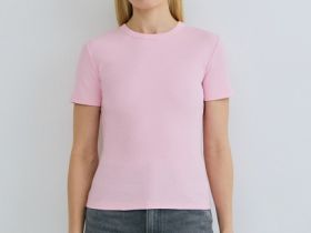 Футболка в рубчик, Розовый
