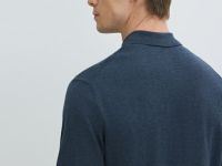 Вязаное поло с коротким рукавом, Синий