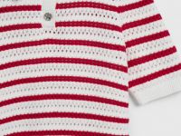 Поло из структурной ткани в полоску, Красный