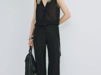 Прозрачный вязаный жилет, Черный