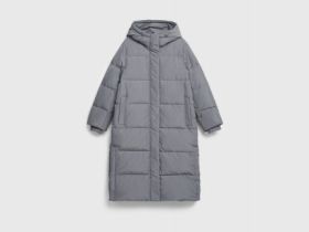 Длинный пуховик для девочек, Серый