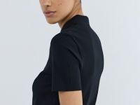 Поло в рубчик с коротким рукавом, Черный