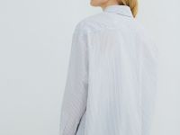 Рубашка в полоску с вышивкой, Серый