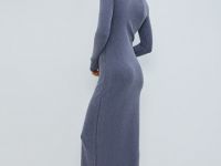 Платье в рубчик с эффектом стирки, Синий